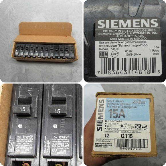 Siemens 15 Amp Circuit Breaker Q115 1 Pole Type QP Residential NEW LOT OF 10 - Picture 1 of 8